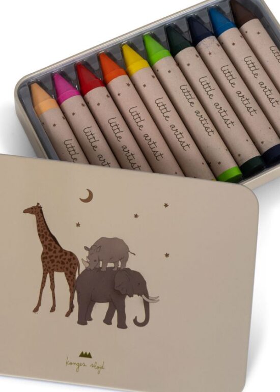 Konges Beeswax Crayons Safari for children in tin - Little Fernch Heart