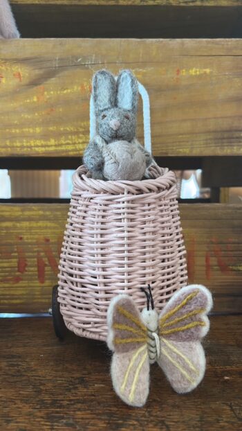 Grey Rabbit with Butterfly and Rose Luggy