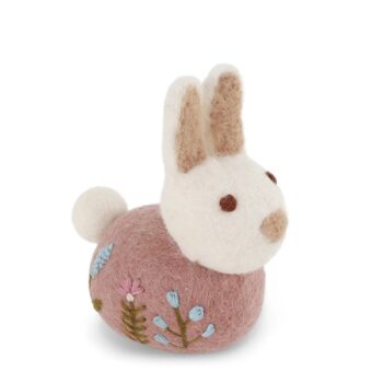 Gry & Sif Sitting Bunny Flower Embroidery Lavender - Little French Heart
