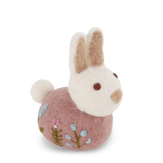 Gry & Sif Sitting Bunny Flower Embroidery Lavender - Little French Heart