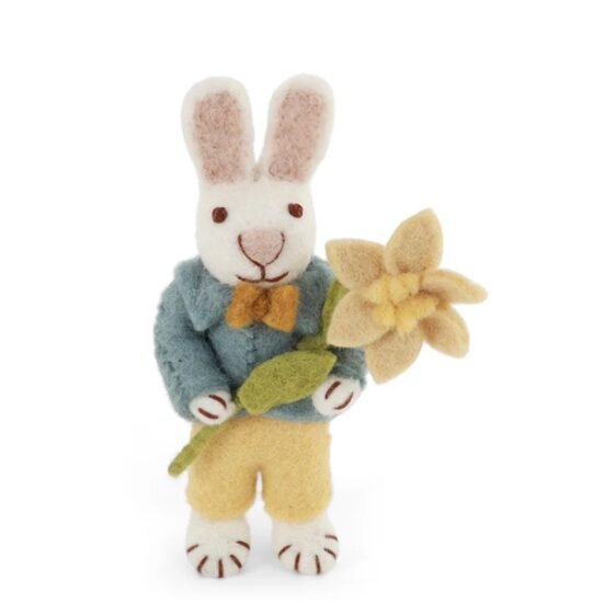 Gry & Sif White Bunny Blue Jacket & Daffodil - Little French heart