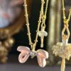 Les Nereides Pink Ribbon & Crystal Pendant Necklace 5 Les Nereides Ribbon & Gold Necklace