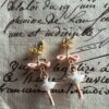 Les Nereides White Tutu & Pink Bow Mini Ballerina Earrings 9 Les Nereides White Tutu & Pink Ribbon Drop Earrings with Faceted Crystal Earrings and French Manuscript background