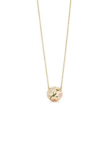 Les Neriedes Daisy And Pansy Flower Pendant Necklace - Little french Heart