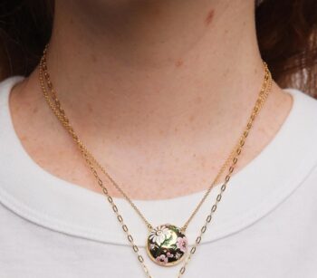 Les Neriedes Daisy And Pansy Flower Pendant Necklace - Little french Heart