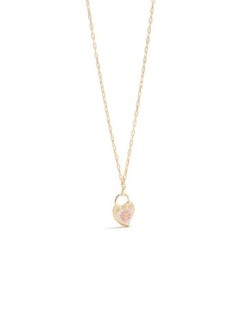 Les Neriedes Heart Medallion And Pansy Flower Pendant Necklace - Little french Heart