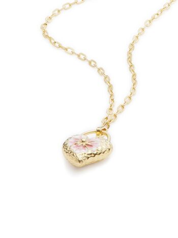Les Neriedes Heart Medallion And Pansy Flower Pendant Necklace - Little french Heart
