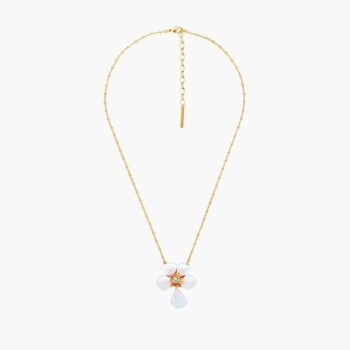 Les Neriedes Japanese White Cherry Blossom Pendant Necklace - Little french Heart