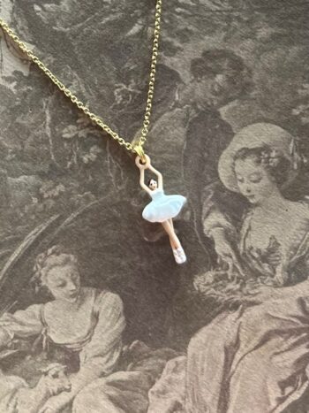 Les Neriedes White Tutu Mini Ballerina Fine Necklace, a beautiful gift from paris