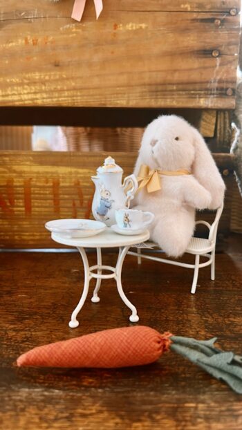 Maileg Cream Plush Bunny with Carrot close up