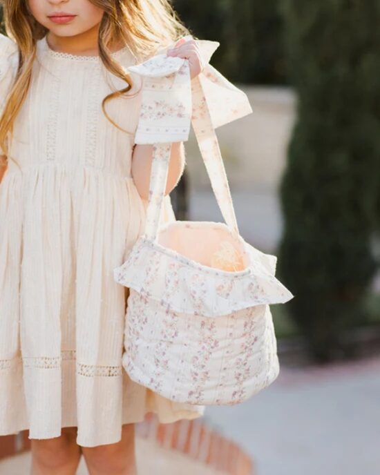 Noralee Easter Basket Floral Stripes Ivory - Little French Heart