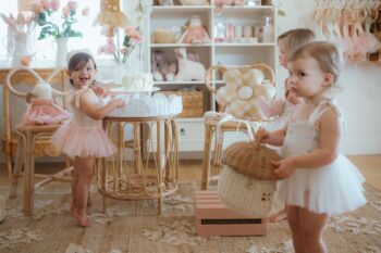 Wild wawa birthday tutus with little girls at a party