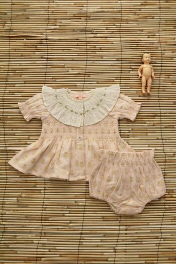 Baby Set Golden Flowers Pink