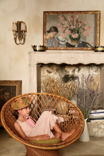 Bonjour Ballerina Dress with girl in chair