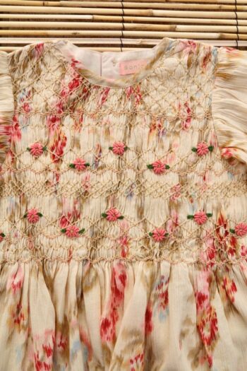 Bonjour Diary Antoinette Print Smocked Blouse Embroidered flowers