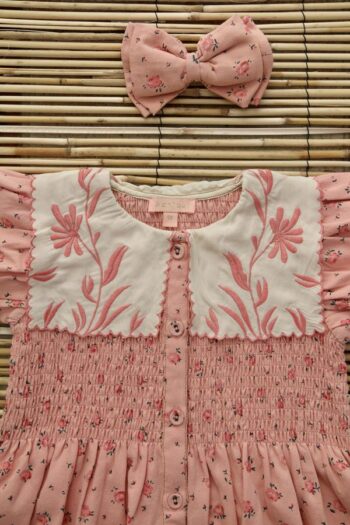 Bonjour Diary Pink Denim Tunic & Bow collar