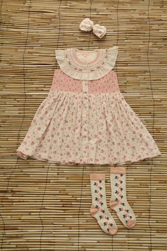 Bonjour Diary Tunic & Barrette Bow Rosa Bloom with socks