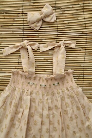 Bonjour Petticoat Dress Golden Flowers Pink shoulder straps