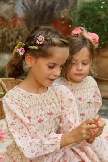 Bonjour Smocked Blouse Rosa Bloom french vintage print