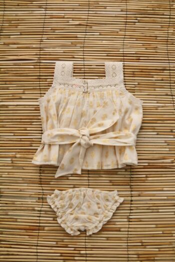 Bonjour top and Panties Golden Flower Ivory Back