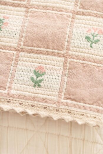 New Grain Fleur Rose Baby Blanket Print