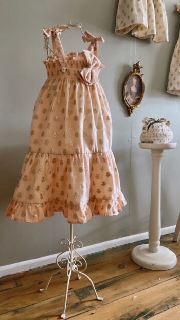 Petticoat Dress Golden Flowers Pink Side