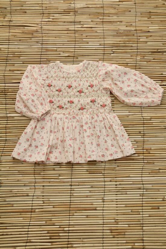 Smocked Blouse, Rosa Bloom front