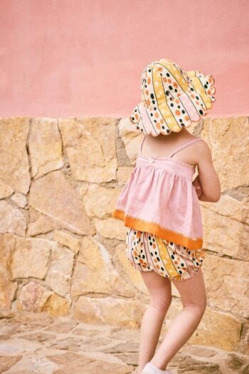 Misha & Puff Helga Top Parfait with Holiday Sunhat frangipani stripe with bloomers side