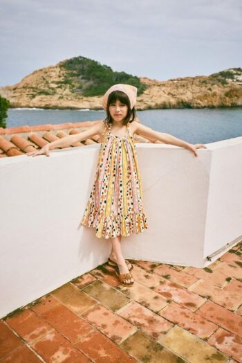Misha & Puff Karina Dress Frangipani Polka stripe front