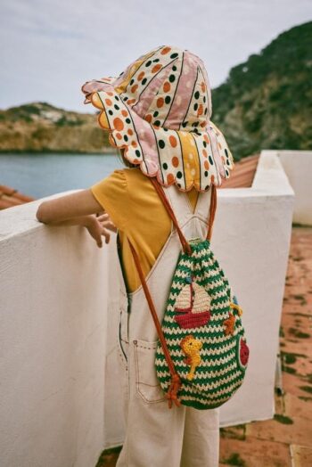 Misha & Puff Seaside Drawstring Bag Lawn and Hat Frangipani Stripe