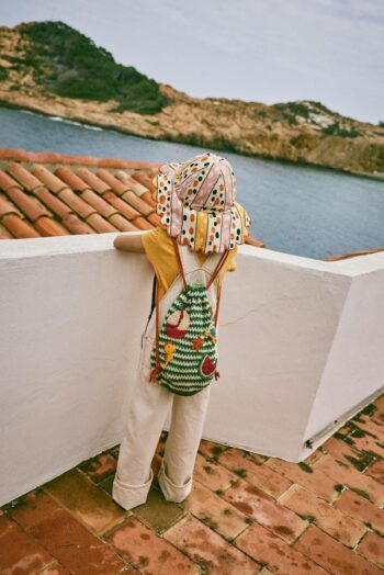 Misha & Puff Seaside Drawstring Bag Lawn and Hat Frangipani Stripe back