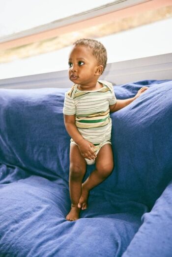 Alternative view of Misha & Puff Baby Tank Romper - Lawn Patio Stripe