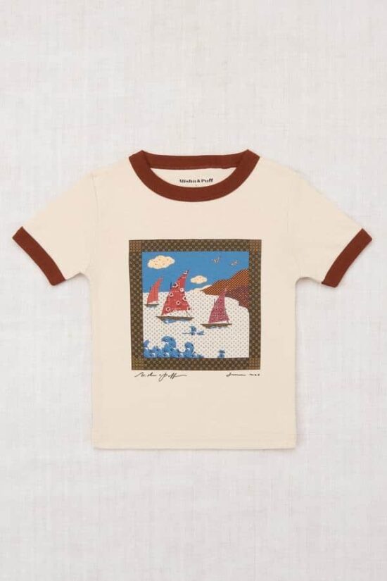 Sailboat Collage Ringer Tee - Bisque_1