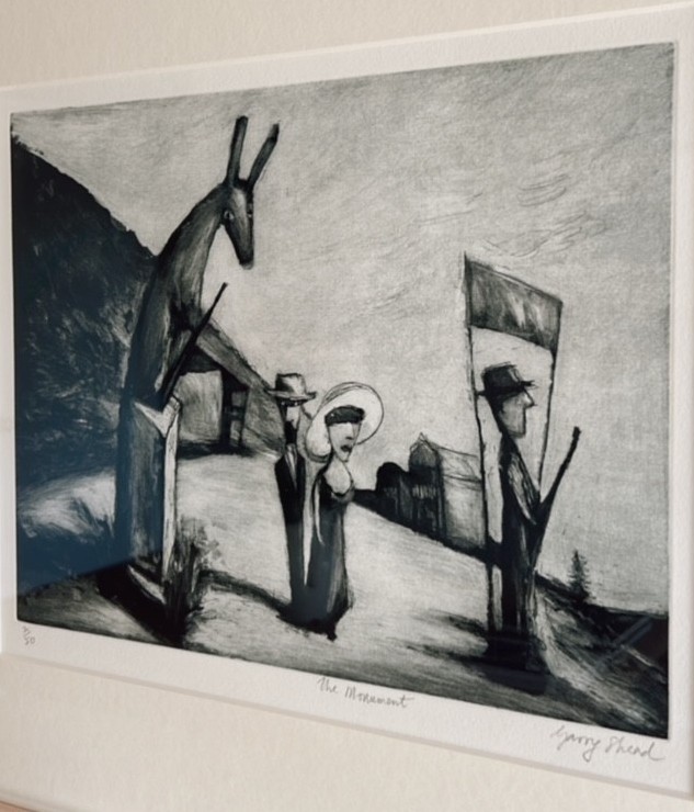 Art Sale: Garry Shead Price List 2025 3 The Monument, B&W etching,