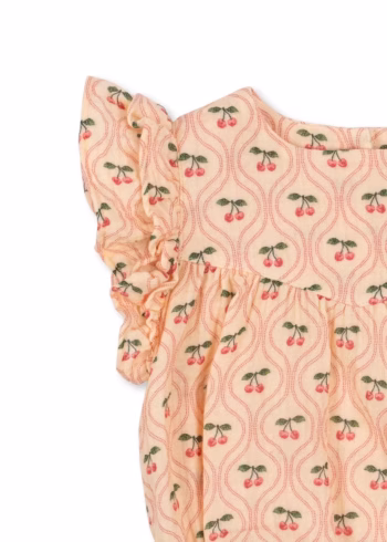 Konges Slojd Coco GOTS Romper Cherry Pink frill arms
