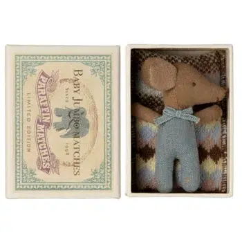 Maileg Sleepy Wakey Baby Mouse in Blue Box