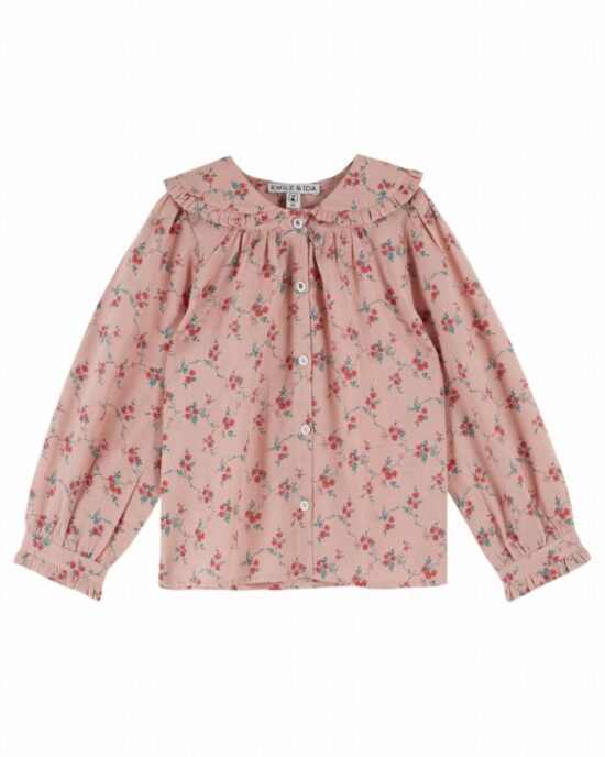 Emile et Ida Blouse Pink with Red Flowers