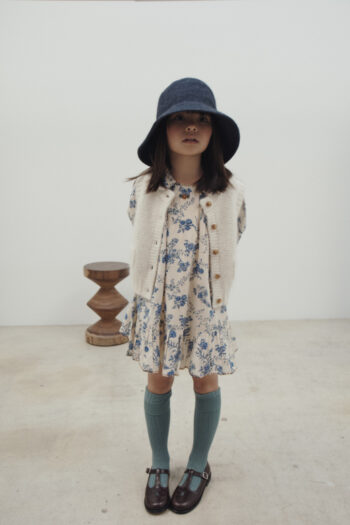 Emile et Ida Blue orchid smocked dress aw25