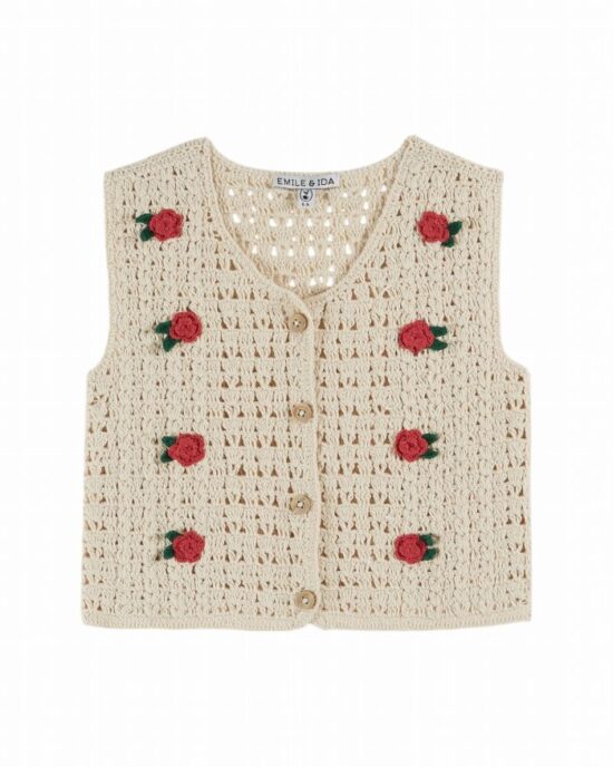 Emile et Ida Sleeveless Crocheted Cardigan