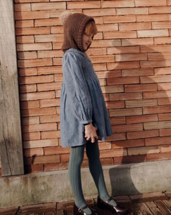 Emile et Ida Smocked Dress Blue Chambray Side