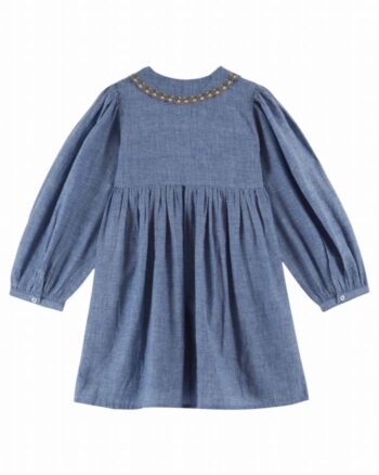 Emile et Ida Smocked Robe Chambray Back Collar