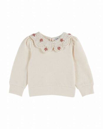 Emile et Ida Sweat Crochet Collar Cream baby