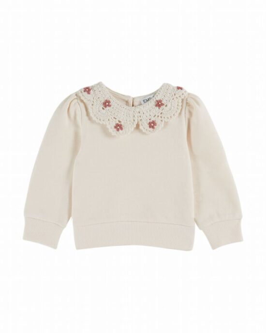 Emile et Ida Sweat Crochet Collar Cream baby