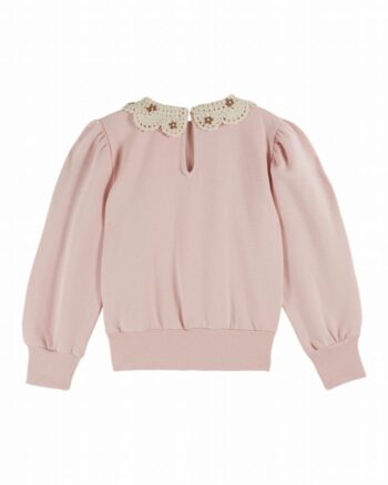 Emile et Ida Sweat with Crochet Collar Peony Back