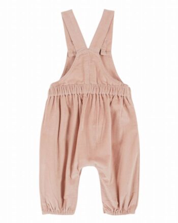 Emile et Ida Velour Baby Overalls Peony Back