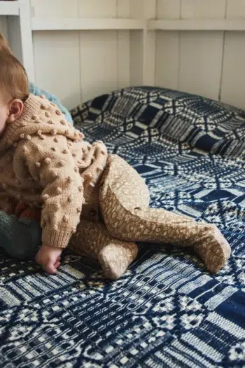 Alternative view of Misha & Puff Baby Hooded Popcorn Cardigan Patina