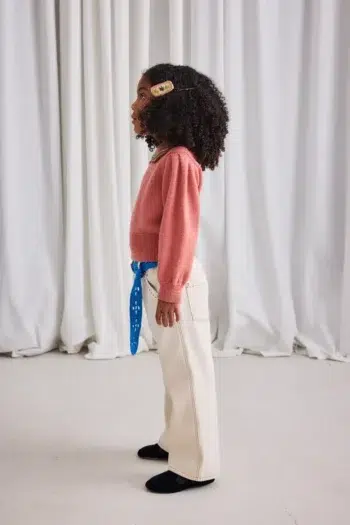 Slim Flared Jeans Gesso with Chevron Knit 2