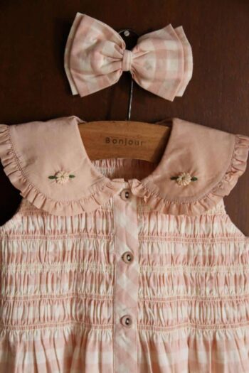 Bonjour Diary Embroidered Tunique Pink Check