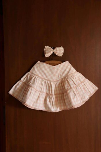 Bonjour Diary Flounce Skirt & Hairclip Pink Check