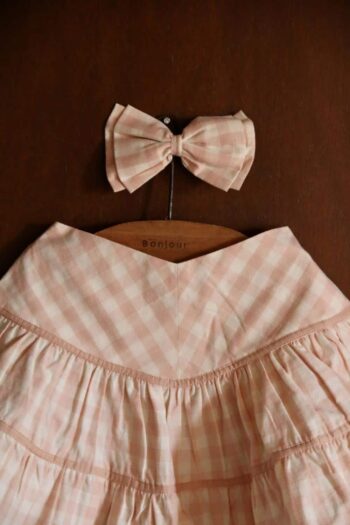 Bonjour Diary Flounce Skirt & Hairclip Pink Check